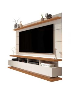 Rack com Painel Vivare Off White com Freijó