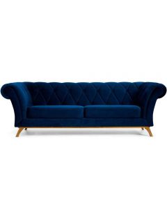 Sofá 2 Lugares Para Sala de Estar Império 150 cm D02 Veludo Azul Oxford B-304 - Lyam Decor
