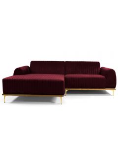 Sofá 3 Lugares com Chaise Esquerdo Para Sala Molino 245 cm D02 Veludo Marsala B-278 -Lyam Decor