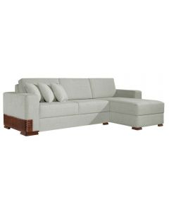 Sofá 4 Lugares Bretanha com Chaise Direito Linho Cinza